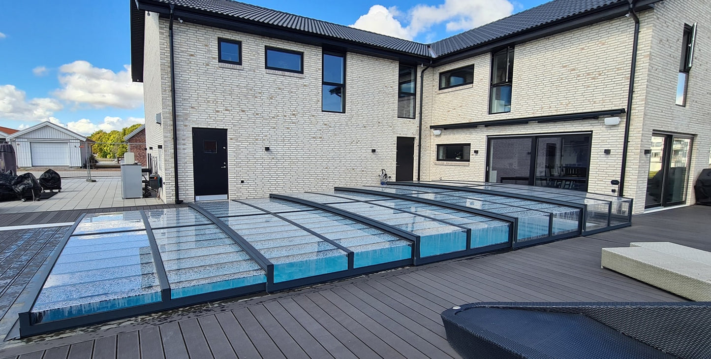 Pooltak ICON KIT S3 4×9 (kirkas lasi, sivuovi, yksinkertainen kisko, antrasiitti)