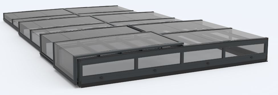 Pooltak ICON KIT S1 3×6 (kirkas lasi, sivuovi, yksinkertainen kisko, antrasiitti)