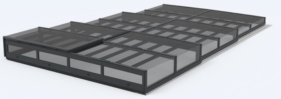 Pooltak ICON KIT S1 3×6 (kirkas lasi, sivuovi, yksinkertainen kisko, antrasiitti)