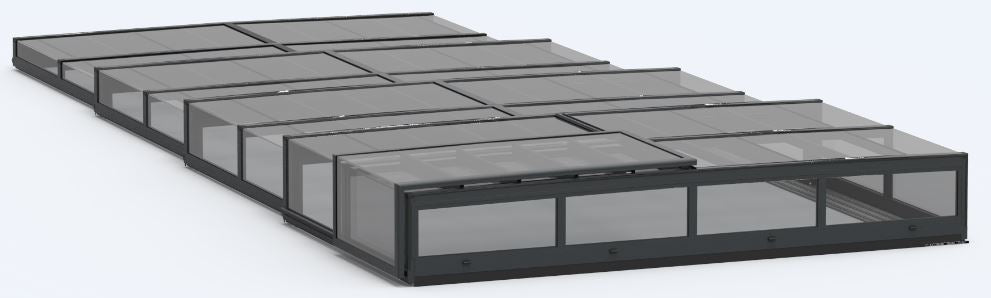 Pooltak ICON KIT S1 3×6 (kirkas lasi, sivuovi, yksinkertainen kisko, antrasiitti)