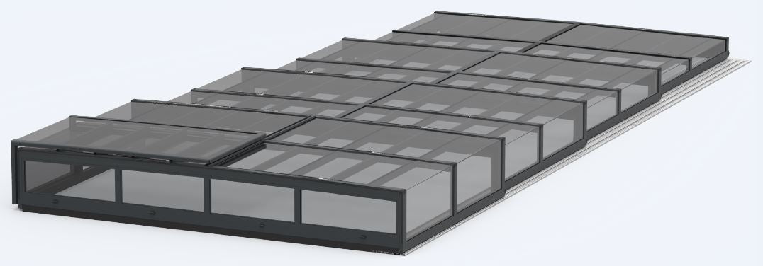 Pooltak ICON KIT S3 4×9 (kirkas lasi, sivuovi, yksinkertainen kisko, antrasiitti)