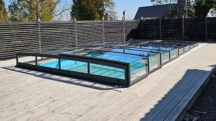 Pooltak ICON KIT S3 4×9 (kirkas lasi, sivuovi, yksinkertainen kisko, antrasiitti)