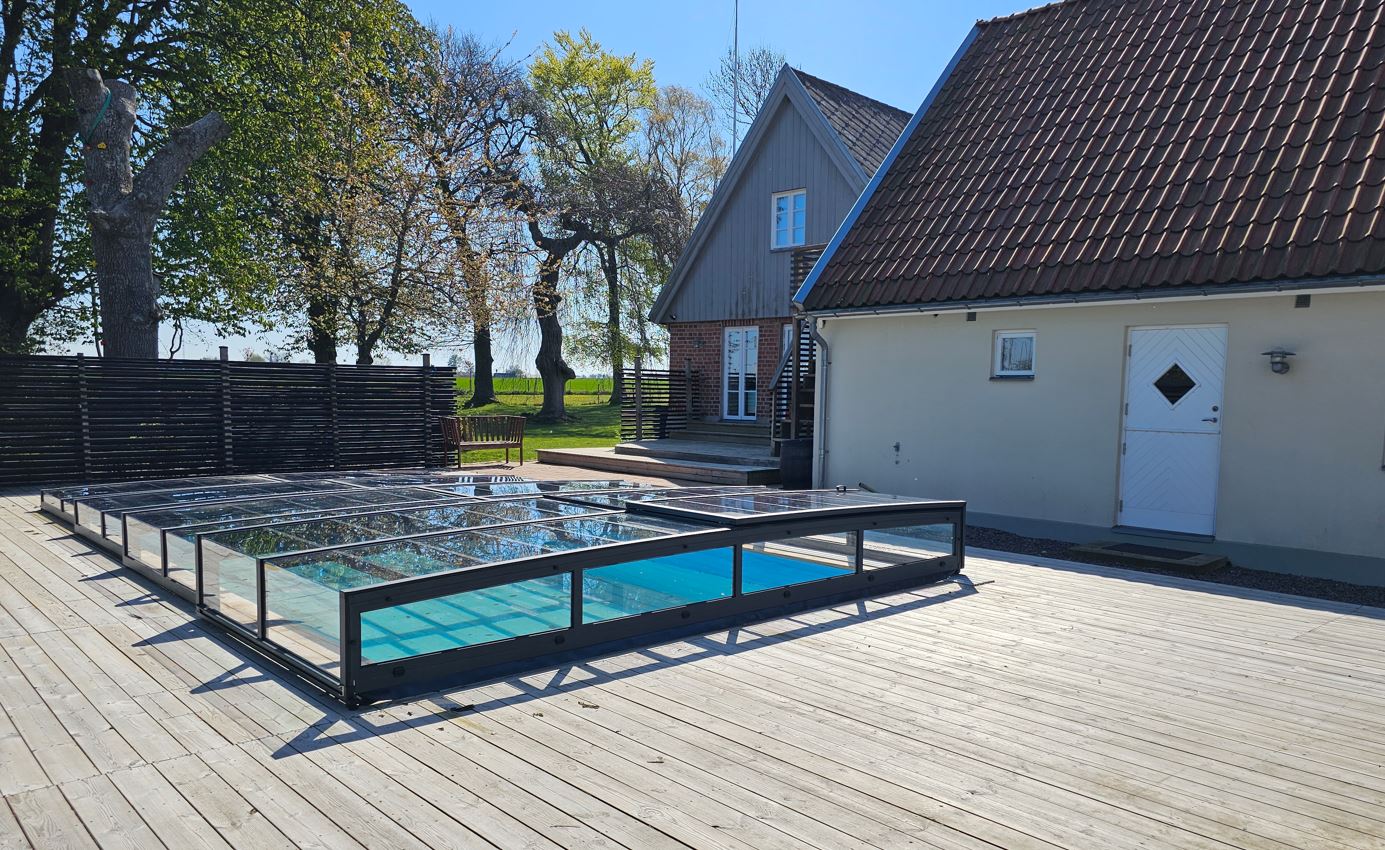 Pooltak ICON KIT S3 4×9 (kirkas lasi, sivuovi, yksinkertainen kisko, antrasiitti)