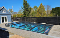 Pooltak ICON KIT S3 4×9 (kirkas lasi, sivuovi, yksinkertainen kisko, antrasiitti)