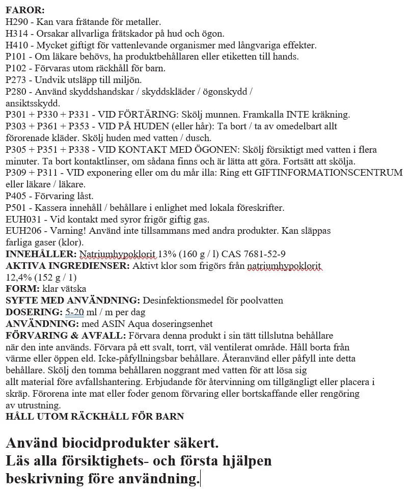 Klor Nestemäinen 20L